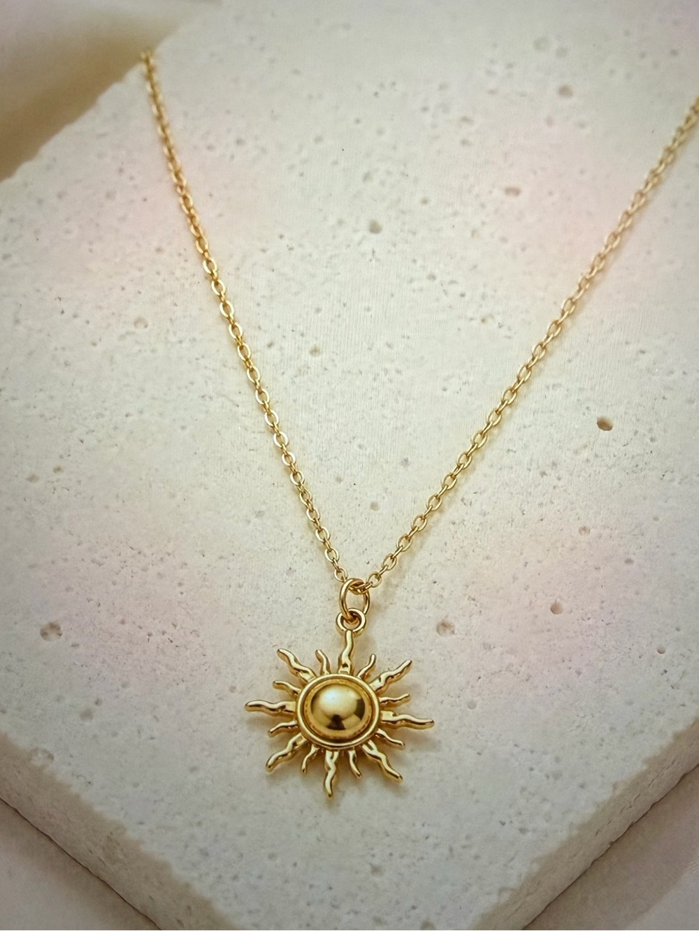 18 Kt Gold Plated Sun Pendant Necklace - NWT